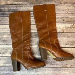 Boden Carmel Brown Leather Heeled Boots, Size 40